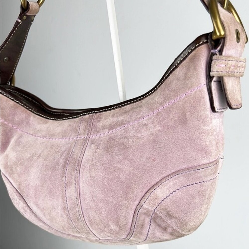 Coach Y2K Suede Pastel Lavender Pink Mini Small Hobo Shoulder Bag 9658 - Picture 9 of 16